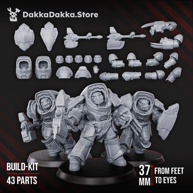 Tabletop Terrain Miniature Heavy Knights of the Golden Pavise (build kit) - Destroyer Armored Space Assault Squad of Citadel Vanguard