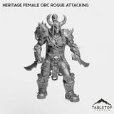 Tabletop Terrain Miniature Heritage Female Orc Rogue Attacking Heritage Female Orc Rogue