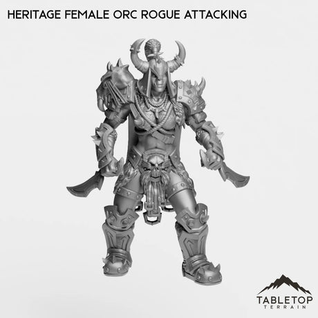 Tabletop Terrain Miniature Heritage Female Orc Rogue Attacking Heritage Female Orc Rogue