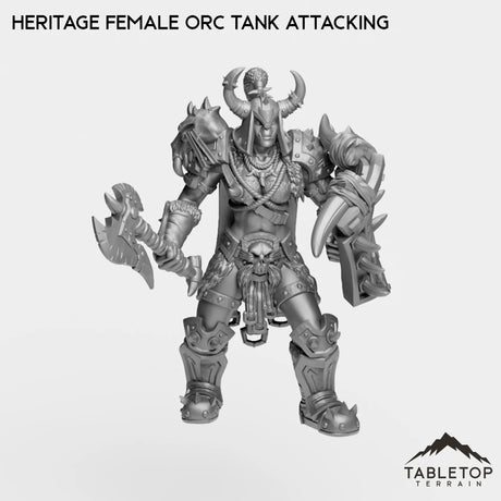 Tabletop Terrain Miniature Heritage Female Orc Tank Attacking Heritage Female Orc Tank