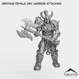Tabletop Terrain Miniature Heritage Female Orc Warrior Attacking Heritage Female Orc Warrior