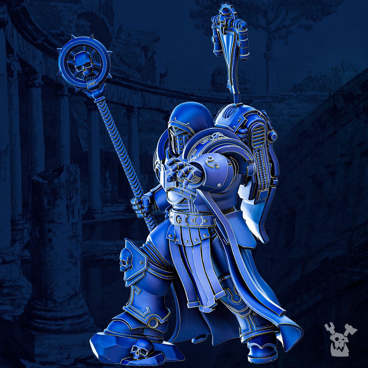 Tabletop Terrain Miniature Homer the Psylliad - Prime Armored Space Spellcaster of Legio Prima Victrix