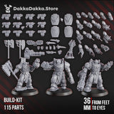 Tabletop Terrain Miniature Ignisaurus Clan Destroyers (build kit) - Armored Heavy Infantry Squad of Space Knights