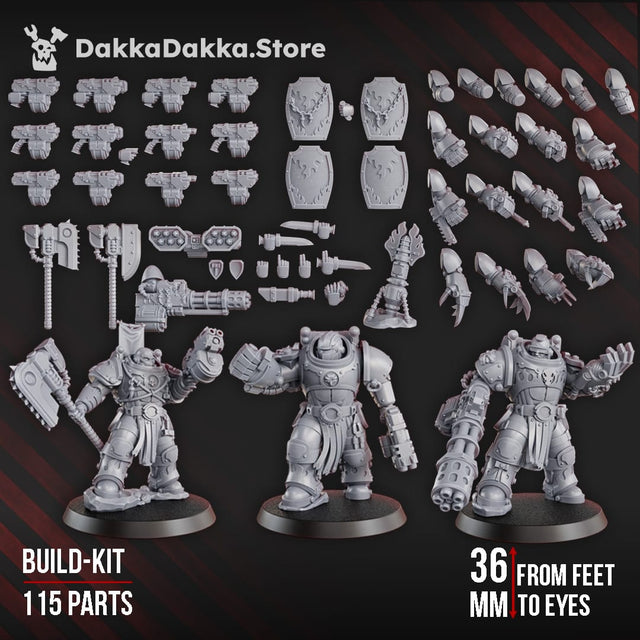 Tabletop Terrain Miniature Ignisaurus Clan Destroyers (build kit) - Armored Heavy Infantry Squad of Space Knights
