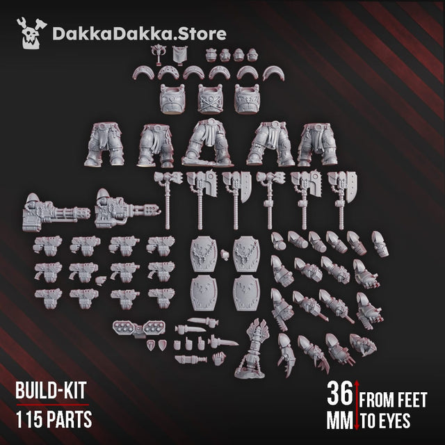 Tabletop Terrain Miniature Ignisaurus Clan Destroyers (build kit) - Armored Heavy Infantry Squad of Space Knights