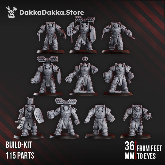Tabletop Terrain Miniature Ignisaurus Clan Destroyers (build kit) - Armored Heavy Infantry Squad of Space Knights