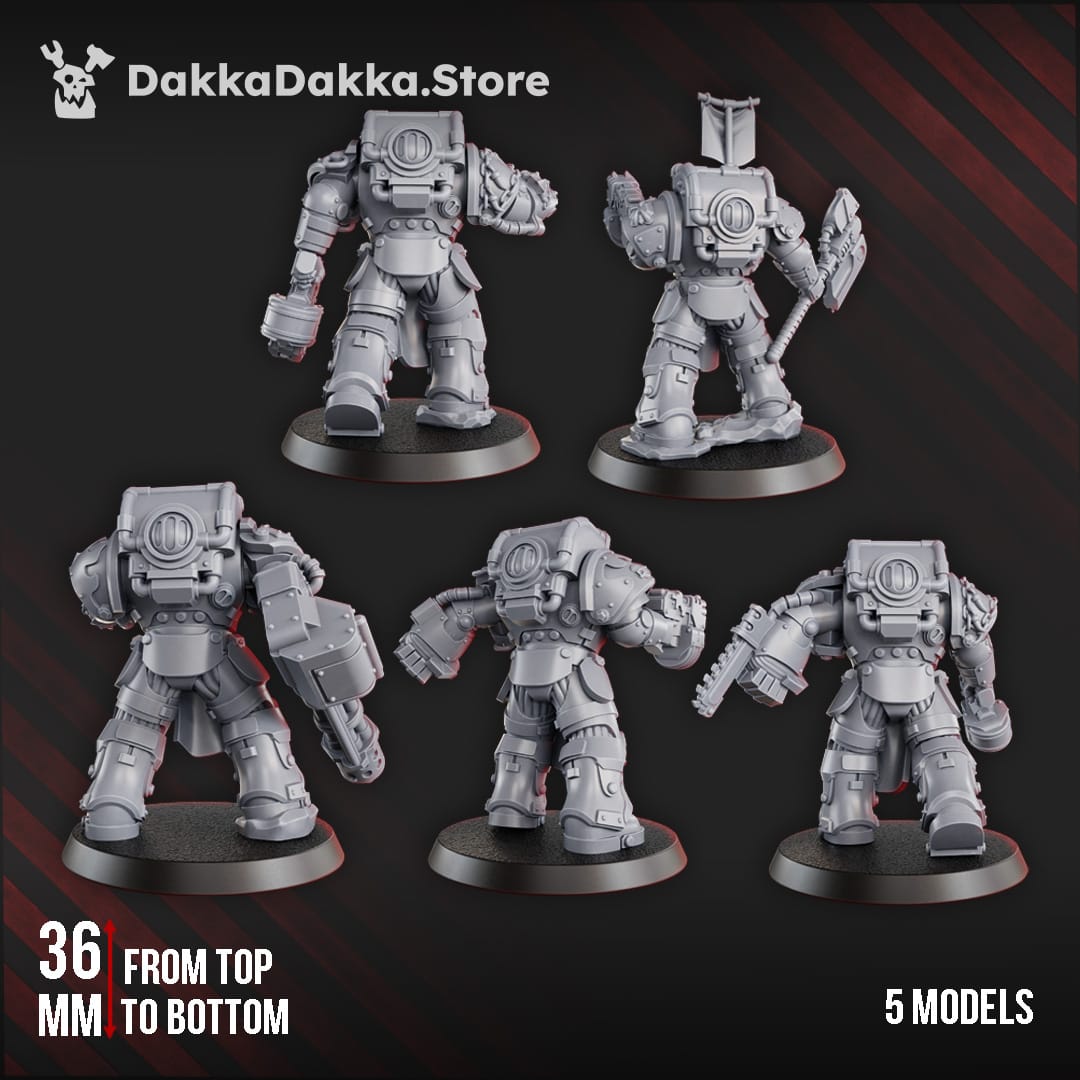 Tabletop Terrain Miniature Ignisaurus Clan Destroyers Squad (x5) - Armored Heavy Infantry Unit of Space Knights
