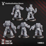 Tabletop Terrain Miniature Ignisaurus Clan Destroyers Squad (x5) - Armored Heavy Infantry Unit of Space Knights