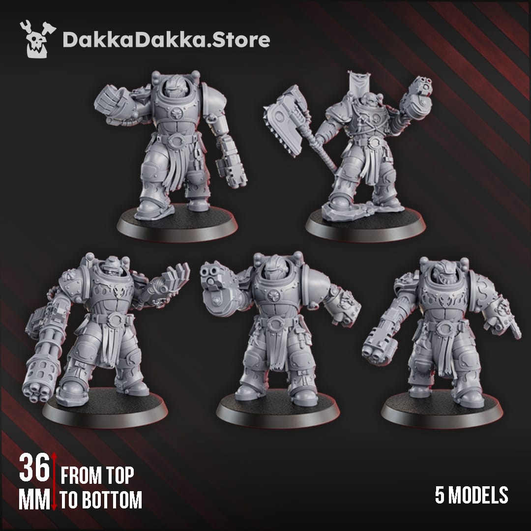 Tabletop Terrain Miniature Ignisaurus Clan Destroyers Squad (x5) - Armored Heavy Infantry Unit of Space Knights