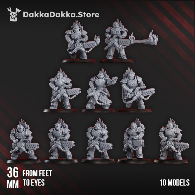 Tabletop Terrain Miniature Ignisaurus Clan Team Ignitium (x10) - Prime Armored Fire Squad of Space Knights