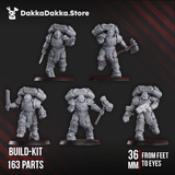 Tabletop Terrain Miniature Ignisaurus Clan Warriors (build kit) - Prime Armored Battleline Squad of Space Knights