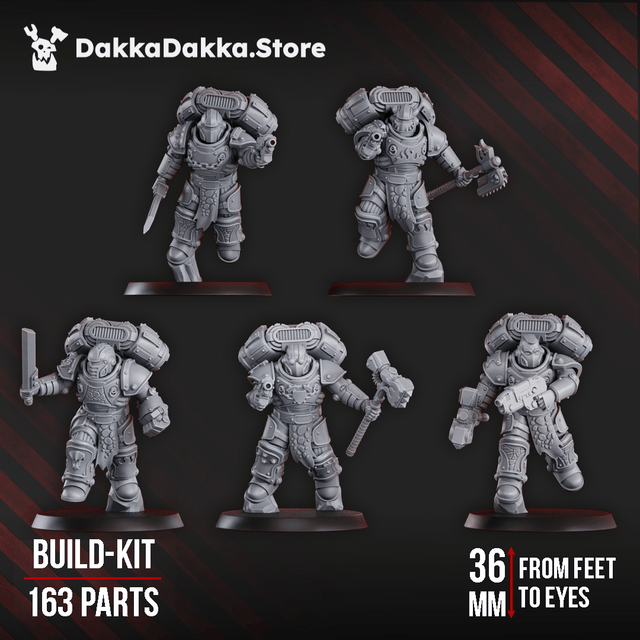 Tabletop Terrain Miniature Ignisaurus Clan Warriors (build kit) - Prime Armored Battleline Squad of Space Knights