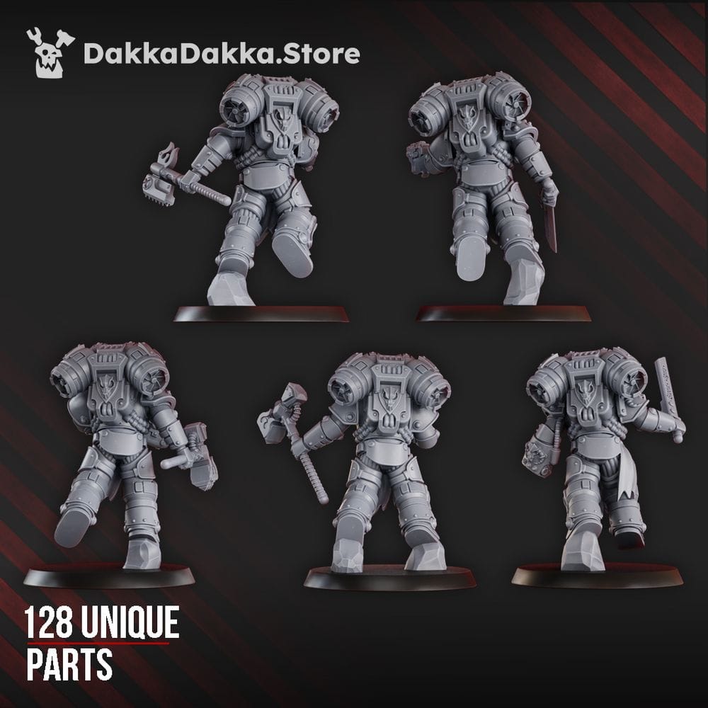 Tabletop Terrain Miniature Ignisaurus Clan Warriors (build kit) - Prime Armored Battleline Squad of Space Knights