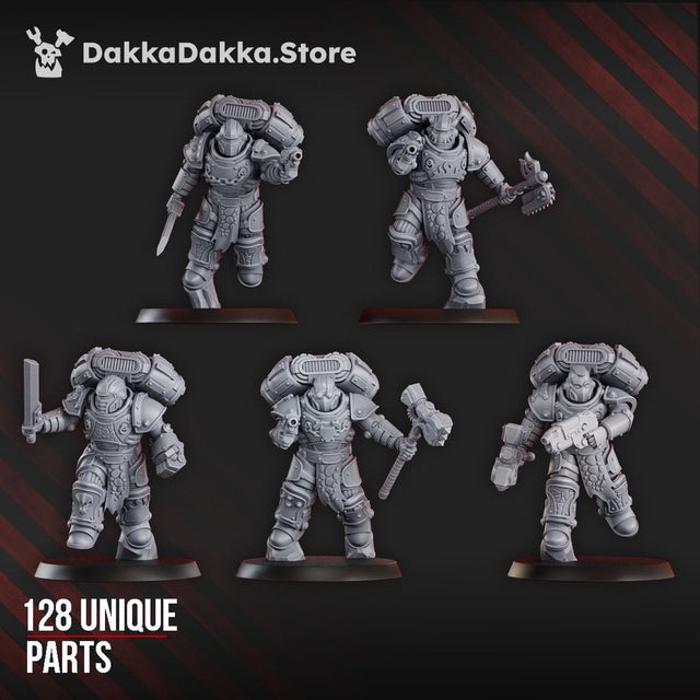 Tabletop Terrain Miniature Ignisaurus Clan Warriors (build kit) - Prime Armored Battleline Squad of Space Knights
