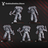 Tabletop Terrain Miniature Ignisaurus Clan Warriors Storm Squad with Jetpacks (x5) - Prime Armored Assault Unit of Space Knights