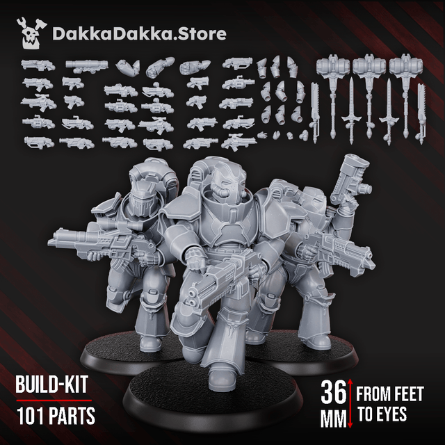 Tabletop Terrain Miniature Knights of the Great Gates (build kit) - Prime Armored Battleline Squad of Citadel Vanguard