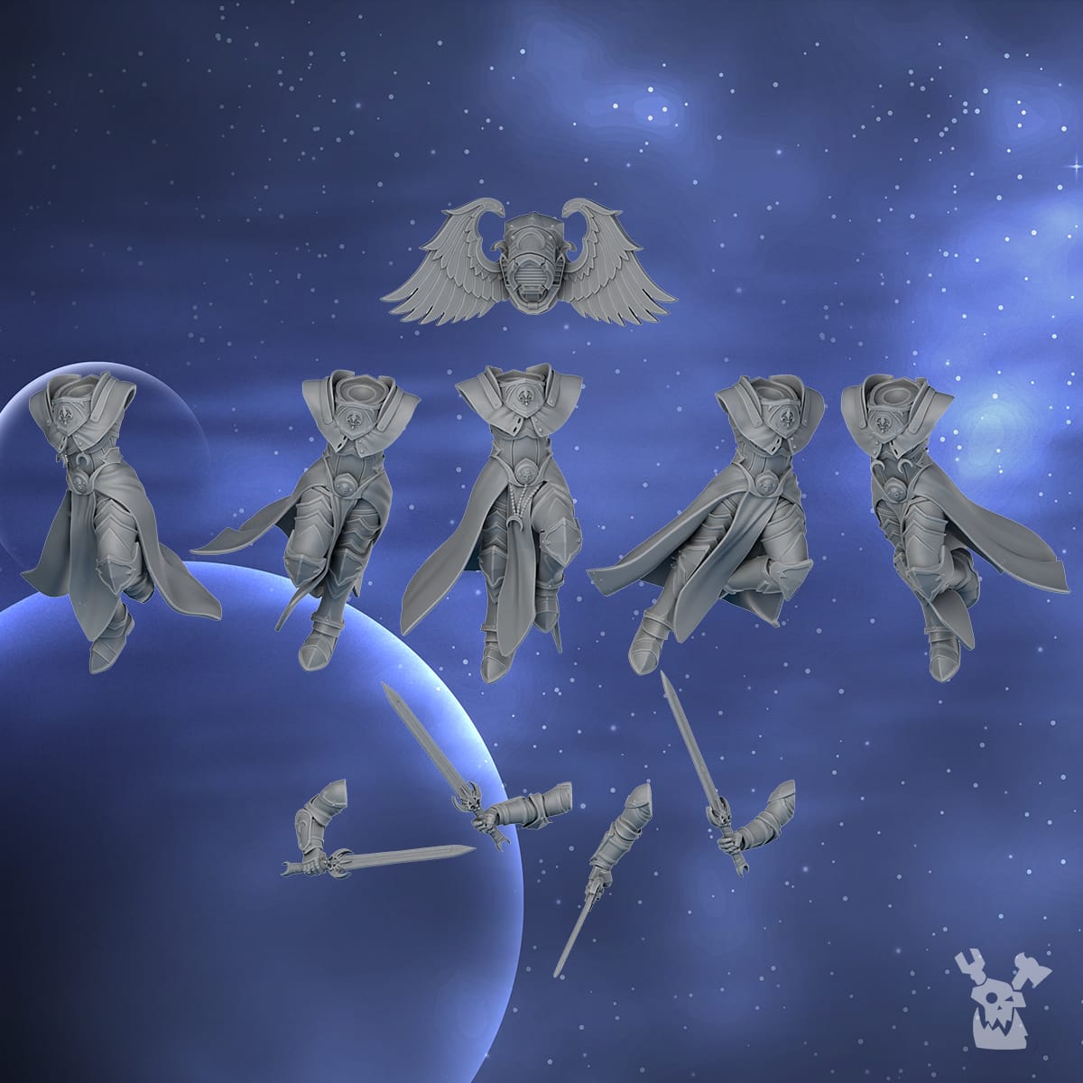 Tabletop Terrain Miniature Lunar Angels build-kit & squad
