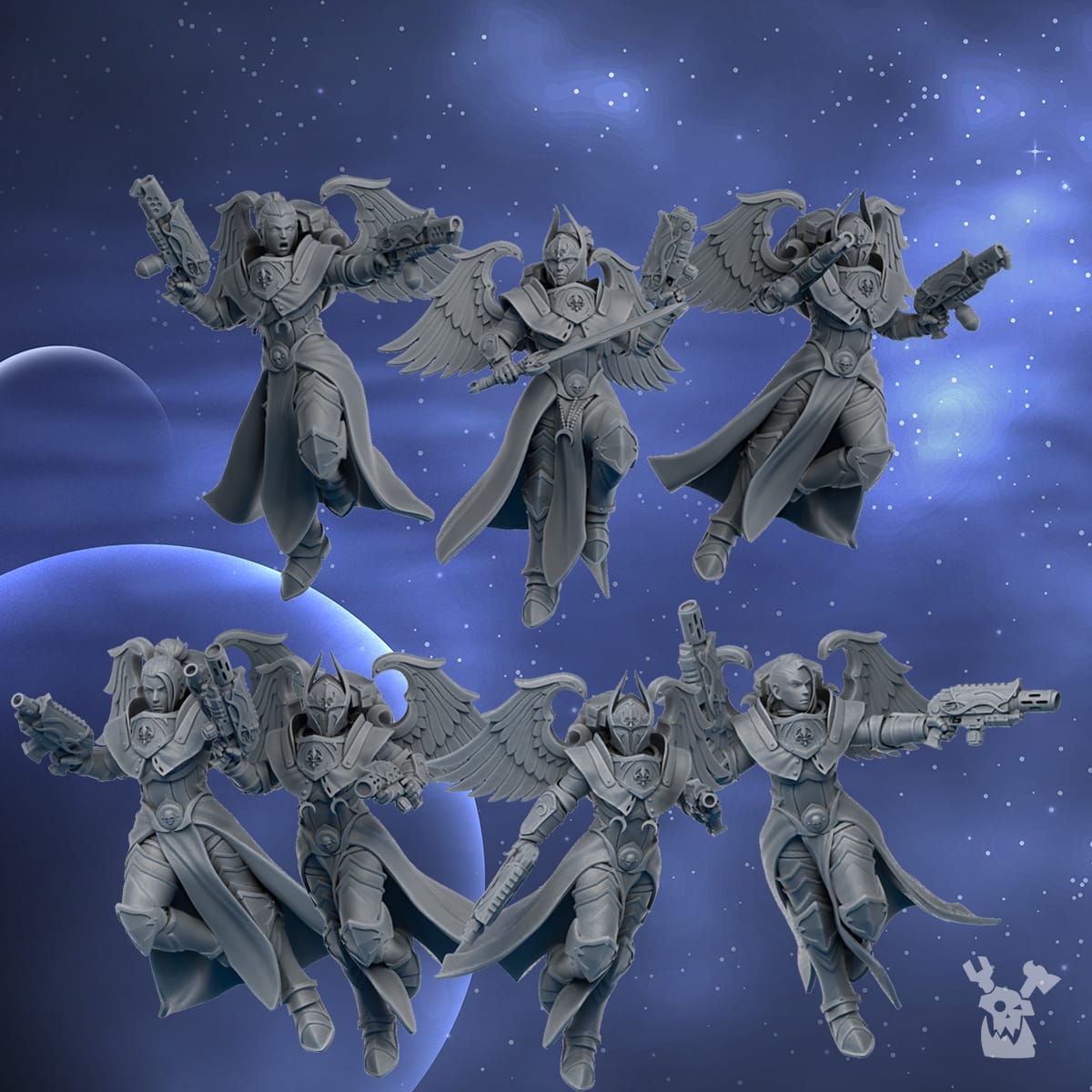 Tabletop Terrain Miniature Lunar Angels build-kit & squad