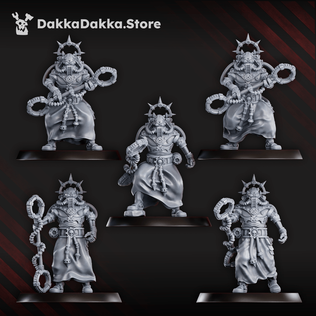 Tabletop Terrain Miniature Machine Cult Shock priests with staff x5