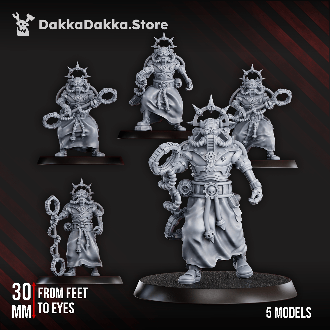 Tabletop Terrain Miniature Machine Cult Shock priests with staff x5