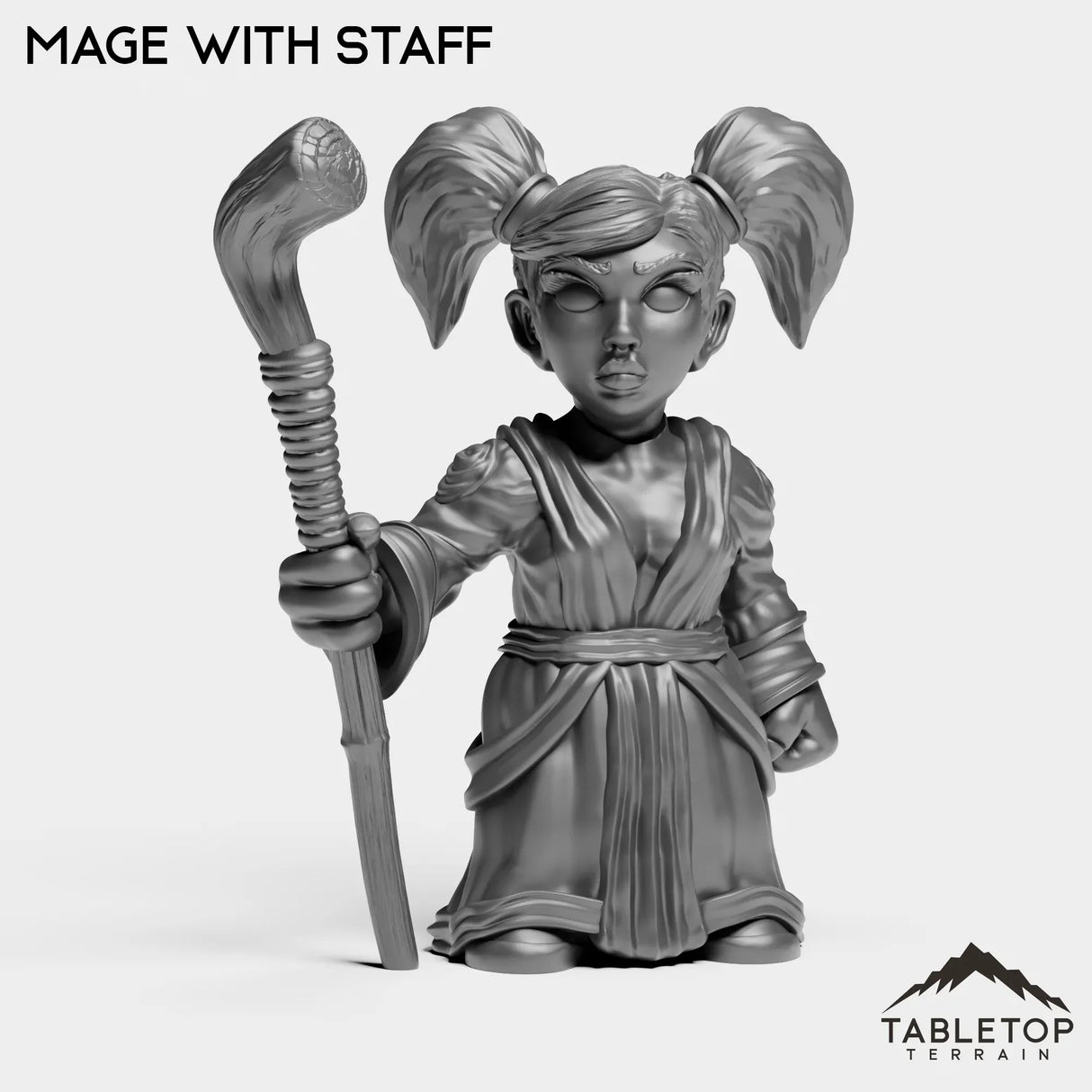 Tabletop Terrain Miniature Mage with Staff Gnome Starters Female