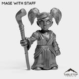 Tabletop Terrain Miniature Mage with Staff Gnome Starters Female