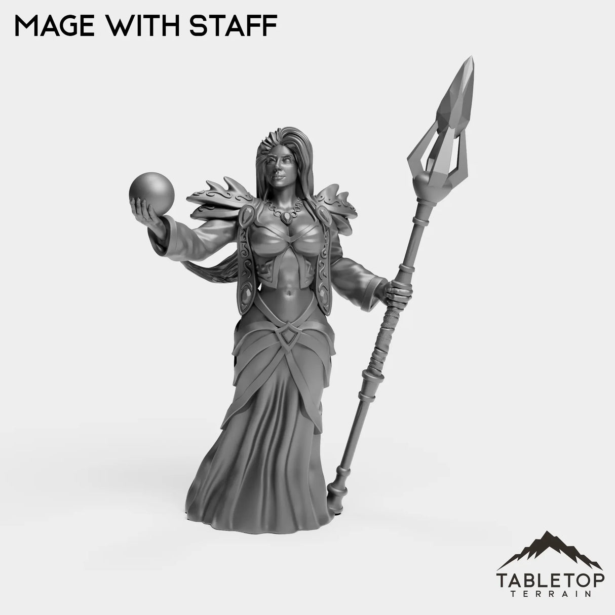 Tabletop Terrain Miniature Mage with Staff Human Aes Sedai