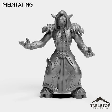 Tabletop Terrain Miniature Meditating Minotaur Druid Female