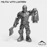 Tabletop Terrain Miniature Militia with Lantern Human Militia