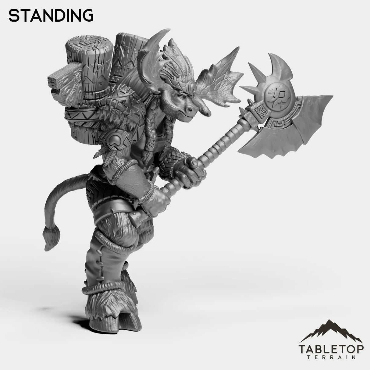 Tabletop Terrain Miniature Mountain Minotaur Warrior Female