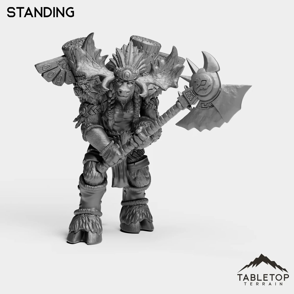 Tabletop Terrain Miniature Mountain Minotaur Warrior Female