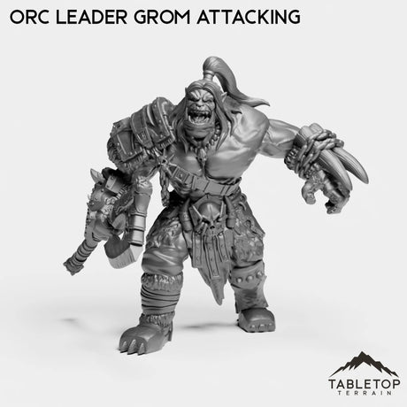 Tabletop Terrain Miniature Orc Leader Grom Attacking Orc Leader Grom