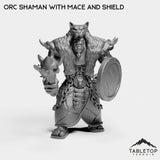 Tabletop Terrain Miniature Orc Shaman with Mace and Shield
