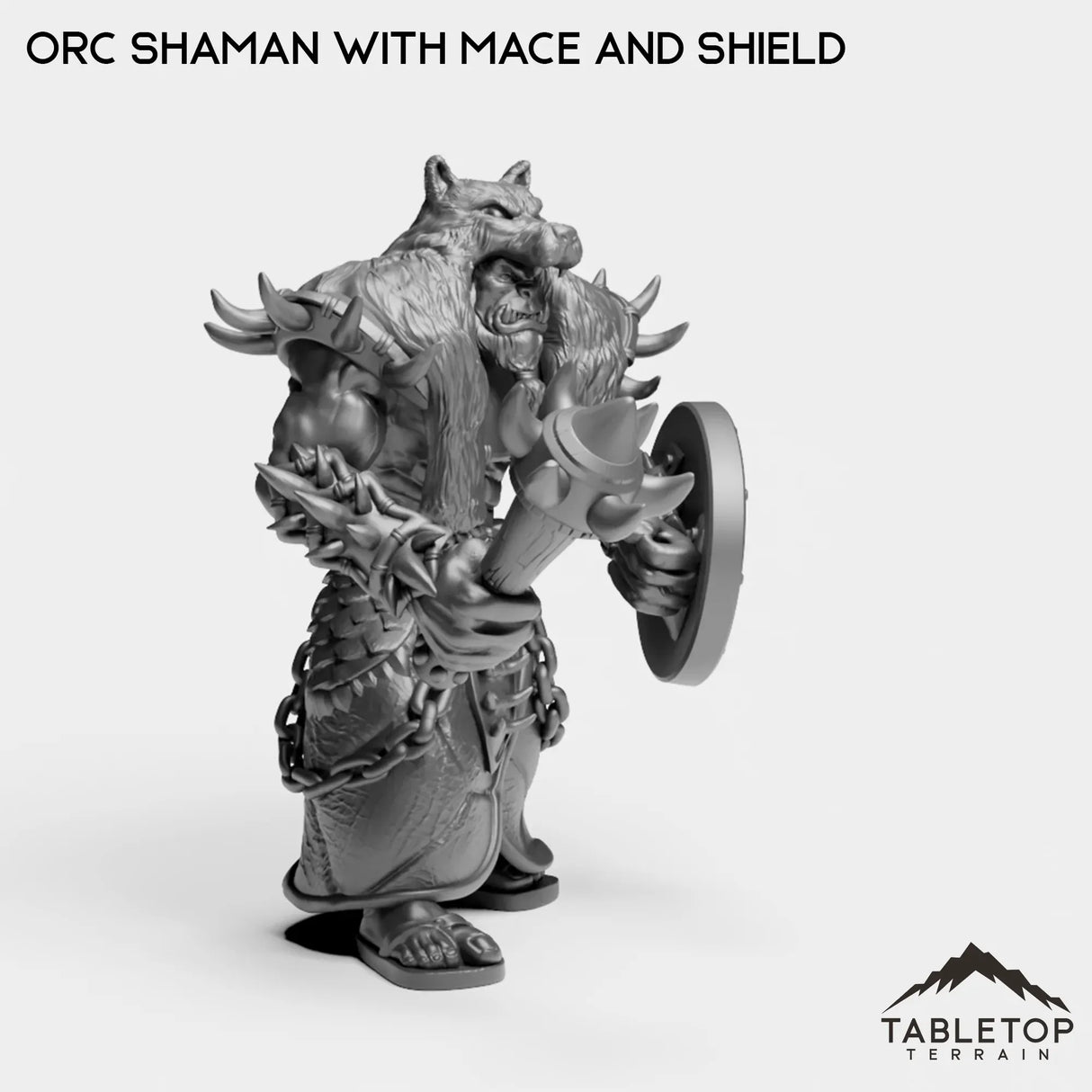 Tabletop Terrain Miniature Orc Shaman with Mace and Shield