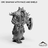 Tabletop Terrain Miniature Orc Shaman with Mace and Shield