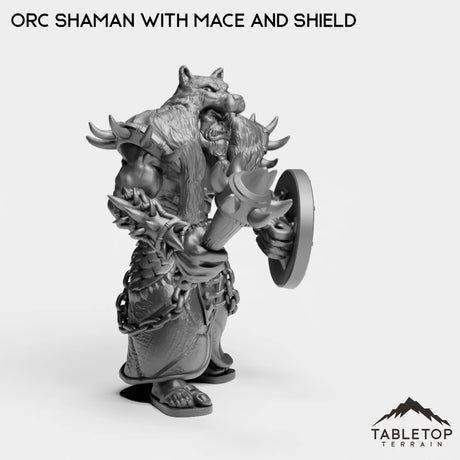 Tabletop Terrain Miniature Orc Shaman with Mace and Shield