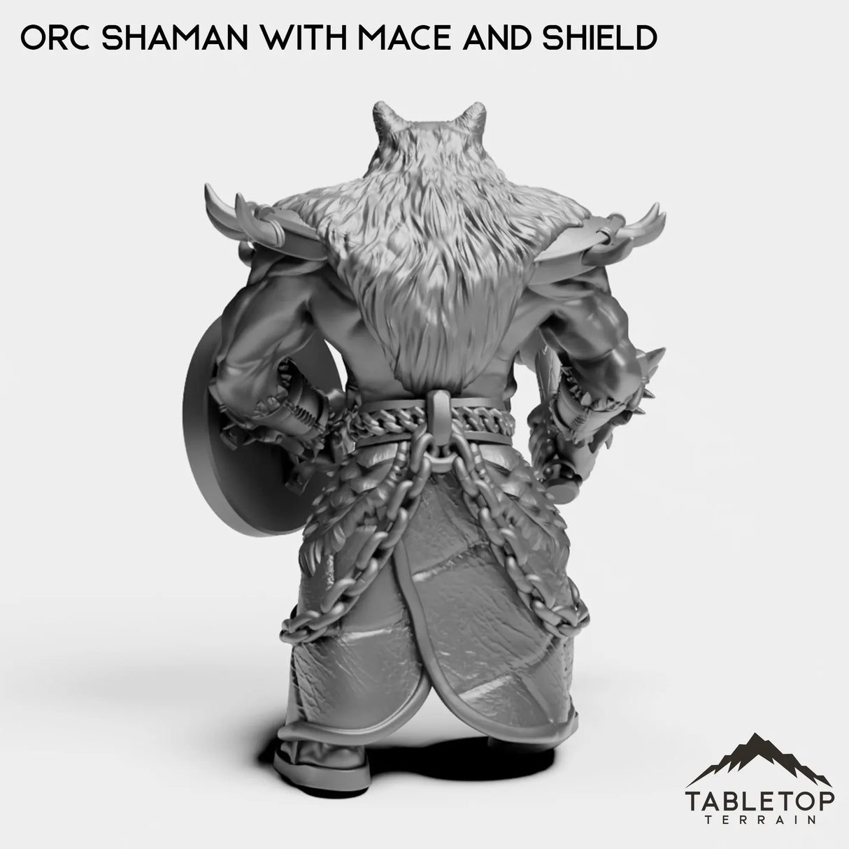 Tabletop Terrain Miniature Orc Shaman with Mace and Shield