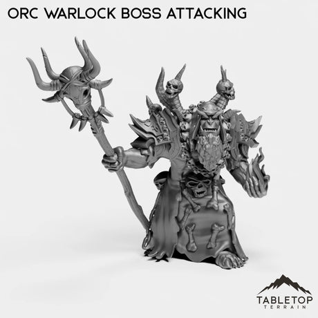 Tabletop Terrain Miniature Orc Warlock Boss Attacking Orc Warlock Boss