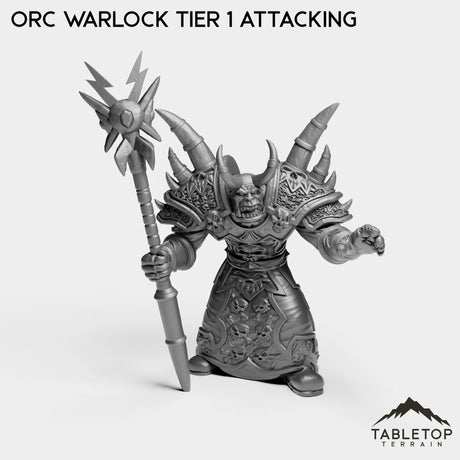 Tabletop Terrain Miniature Orc Warlock Tier 1 Attacking Orc Warlock Tier 1