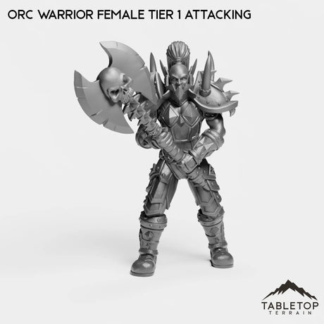 Tabletop Terrain Miniature Orc Warrior Female Tier 1 Attacking Orc Warrior Female Tier 1