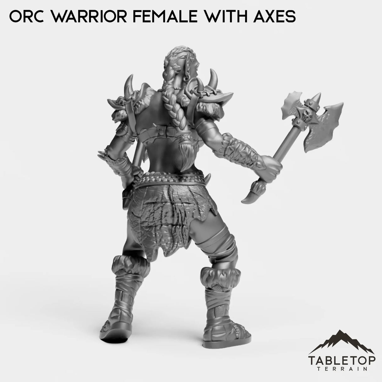 Tabletop Terrain Miniature Orc Warrior Female with Axes