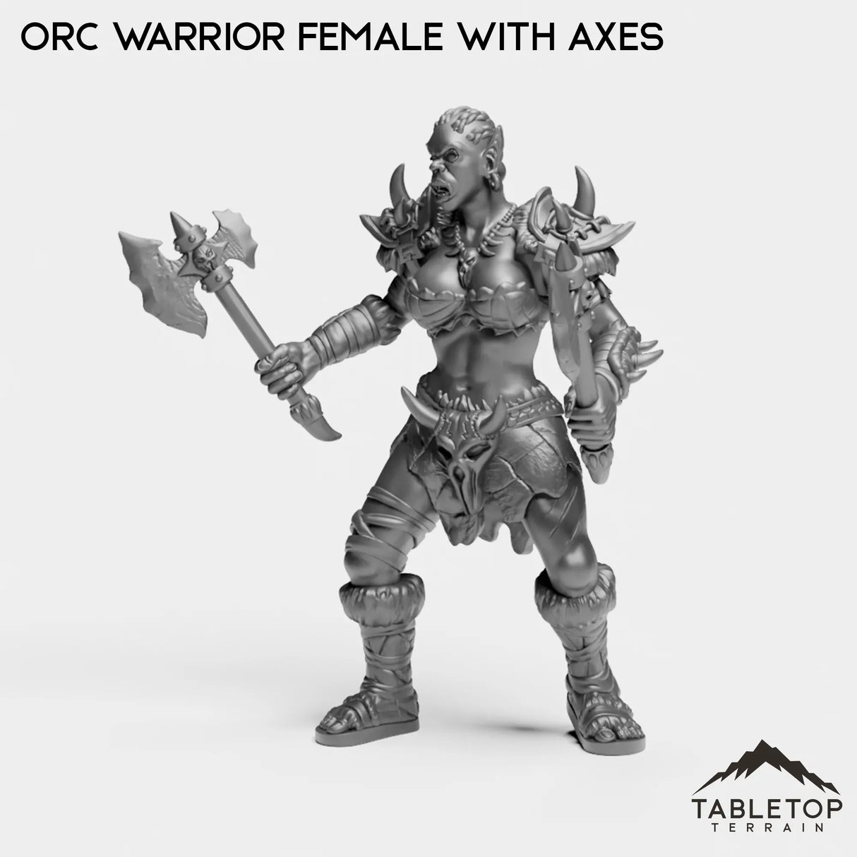 Tabletop Terrain Miniature Orc Warrior Female with Axes