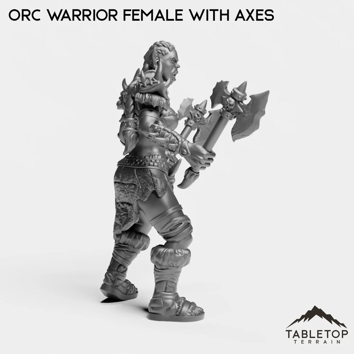 Tabletop Terrain Miniature Orc Warrior Female with Axes