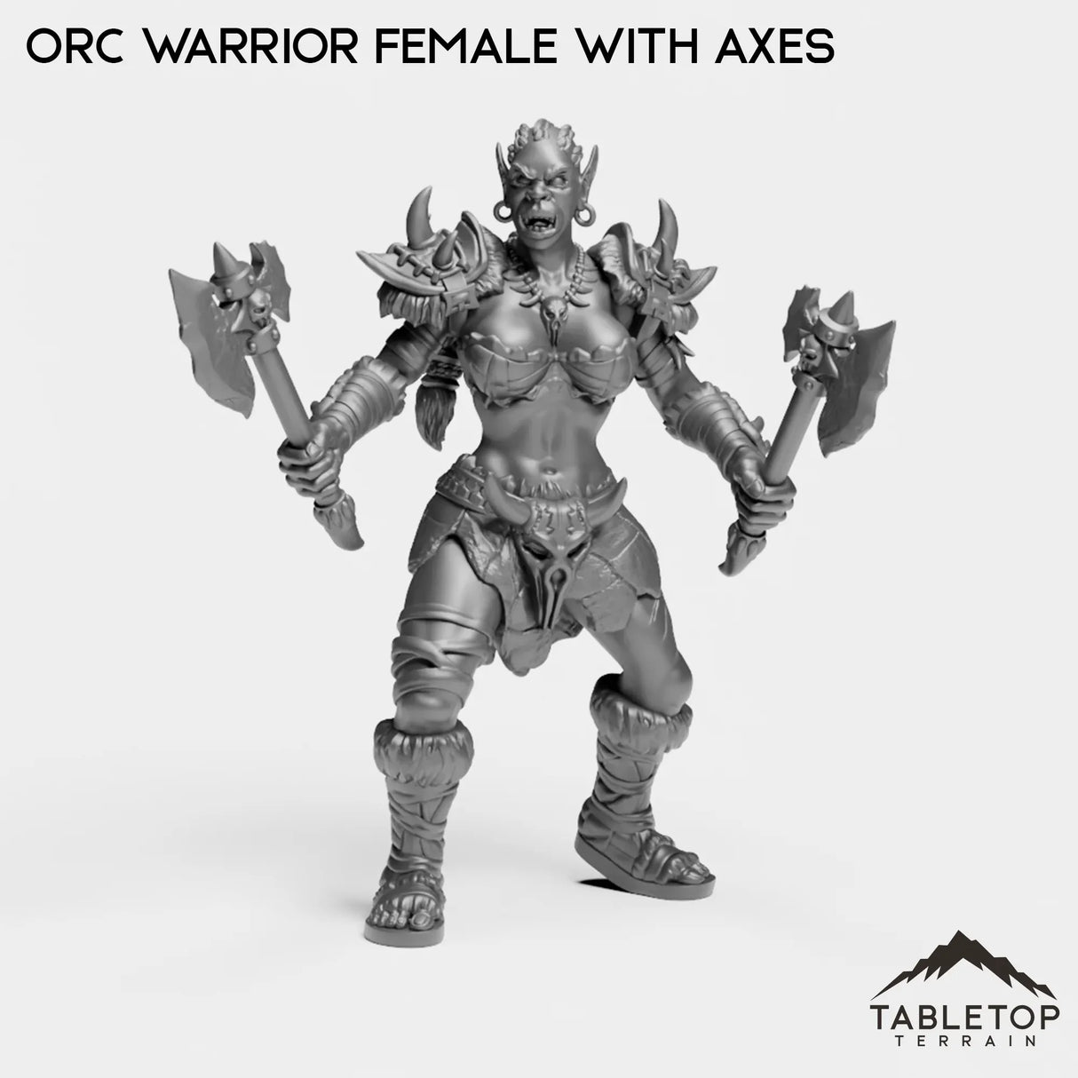 Tabletop Terrain Miniature Orc Warrior Female with Axes
