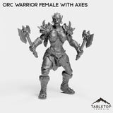 Tabletop Terrain Miniature Orc Warrior Female with Axes