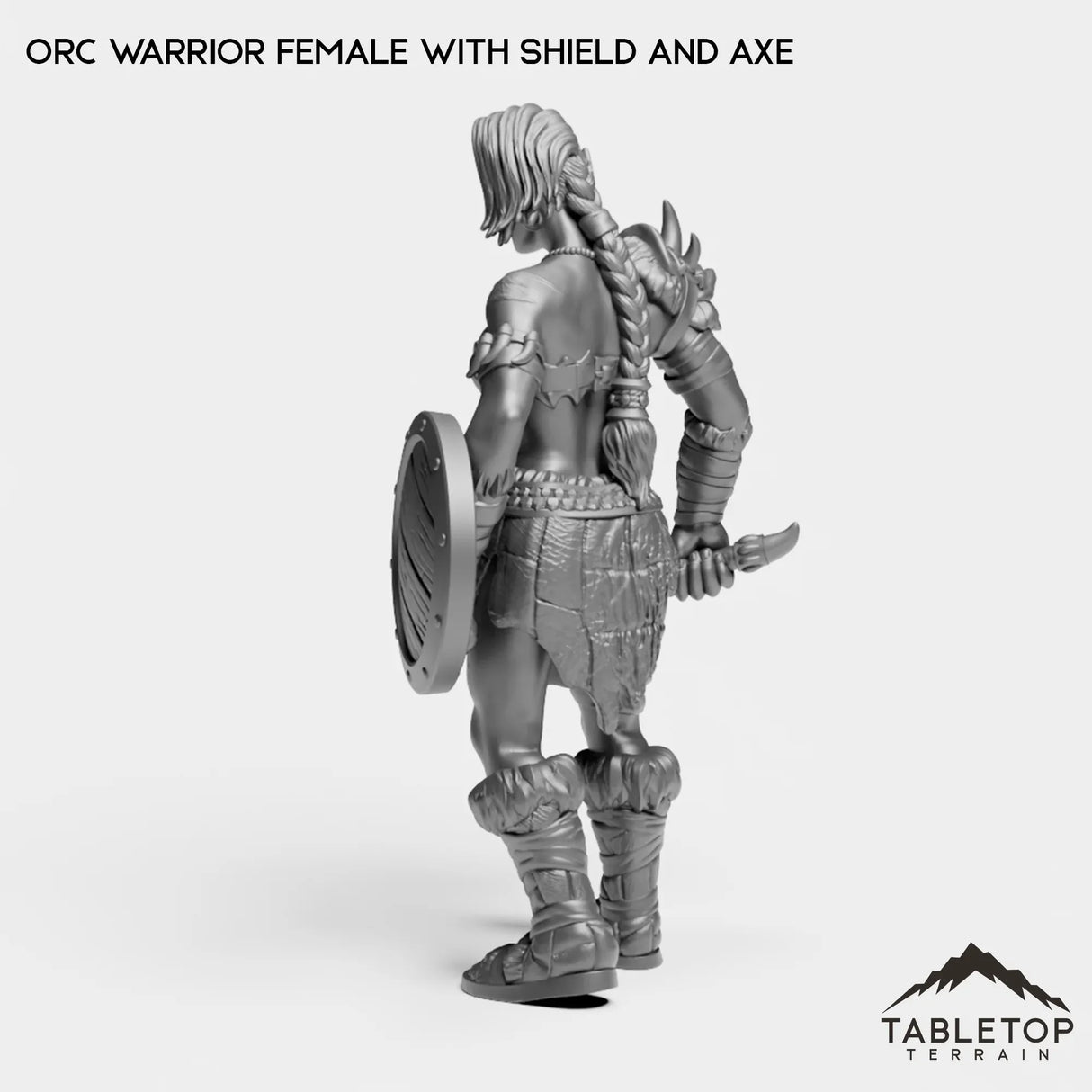 Tabletop Terrain Miniature Orc Warrior Female with Shield and Axe