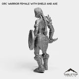 Tabletop Terrain Miniature Orc Warrior Female with Shield and Axe