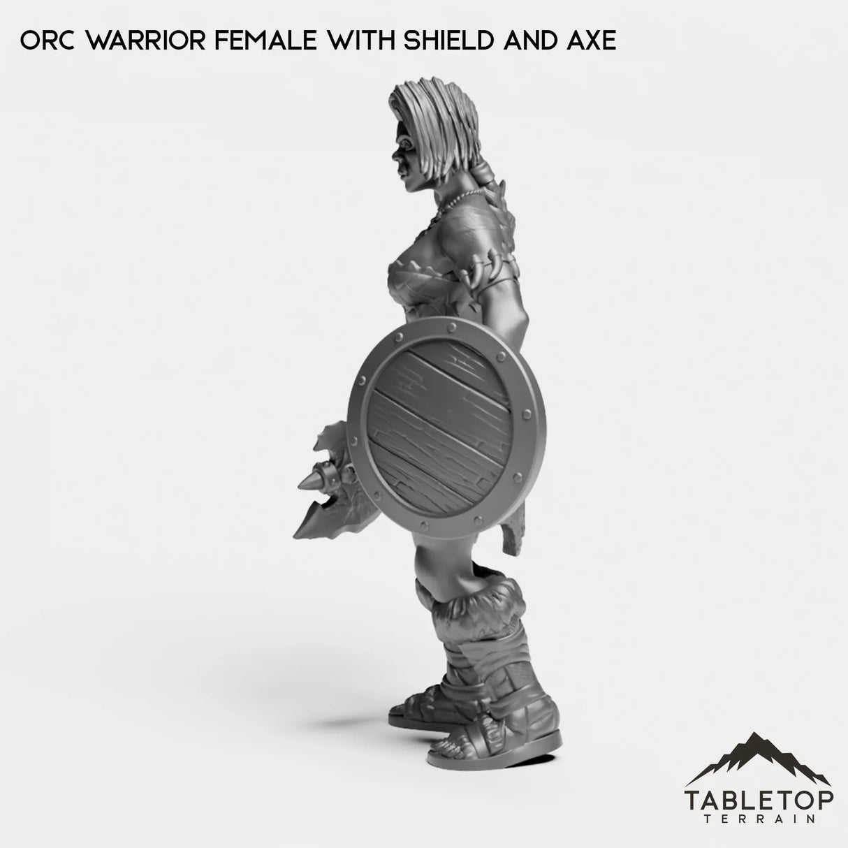 Tabletop Terrain Miniature Orc Warrior Female with Shield and Axe