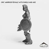 Tabletop Terrain Miniature Orc Warrior Female with Shield and Axe