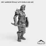 Tabletop Terrain Miniature Orc Warrior Female with Shield and Axe